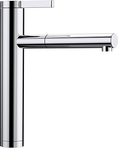 Blanco Linee-S, Küchenarmatur - Einhandmischer, exklusiver Wasserhahn mit ausziehbarer Brause, Oberfläche chrom, Hochdruck, 1 Stück, 517591