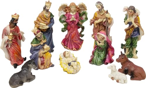 ToCi Krippenfiguren Set Weihnachten mit 11 Figuren (bis 10 cm) im klassischen Design für Krippen Weihnachtsdeko