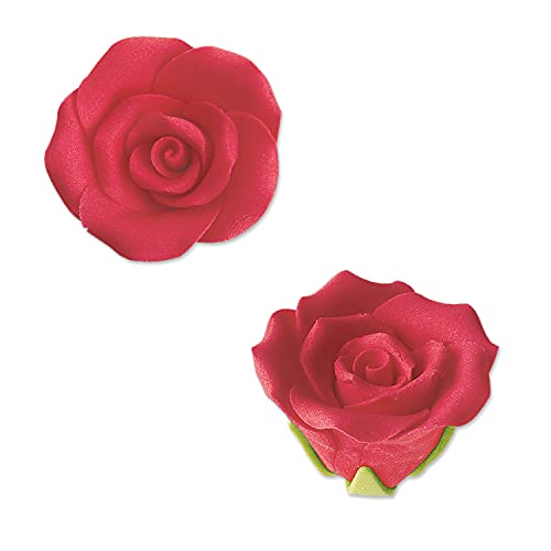 30 rote Rosen aus Feinzucker | 40mm | Tortendeko | Hochzeit