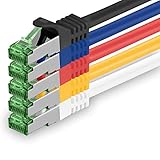 1aTTack.de 3 M Cat.7 Netzwerk-Kabel 5 Stück Cat7 Patch-Kabel Lan-Kabel Ethernet RJ45 10 Gbit/s (Alle Internetgeschwindigkeiten) 5 Farben 3 Meter