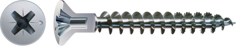 SPAX Universalschraube mit Kopflochbohrung, 4,5 x 30 mm, 1000 Stück, Kreuzschlitz Z2, Kleiner Senkkopf (Ø 5mm), Vollgewinde, WIROX A3J, 0271010450305
