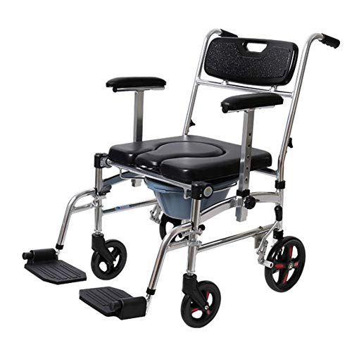 Rollstuhl, leichte, zusammenklappbare Aluminiumlegierung für ältere Menschen, Rollstuhlfahren, behindertengerechter Toilettensitz für ältere Menschen mit Rädern, kann mit einem Esstisch ausg
