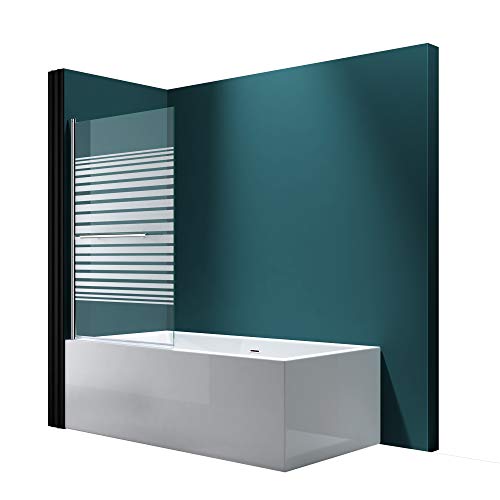 Mai & Mai Duschwand für Badewanne faltbar 180° Sicherheitsglas mit NANO Faltwand 94x140cm Duschabtrennung Badewannen-Aufsatz teilsatiniert