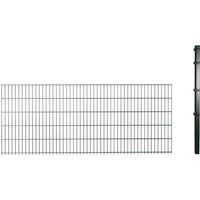 hadra Doppelstabmattenzaun, grün, 6/5/6 mm, Erweiterungs-Set à 2,5 m, inkl. Eckpfosten, Klemmhalter - gruen