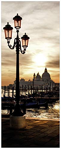Wallario Glasbild Venedig - Lagune bei Sonnenuntergang - 32 x 80 cm Wandbilder Glas in Premium-Qualität: Brillante Farben, freischwebende Optik