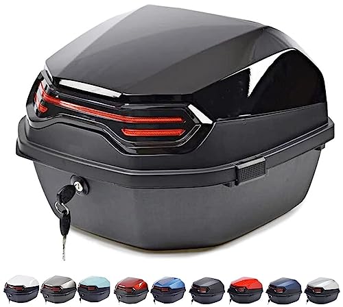 PERTID Universal Motorradkoffer Für 2 Helm, 35L ABS Kunststoff Top-Cases Wasserdicht Mit Schloss Heckkoffer Kofferraum Mit Doppelschnalle Rote Reflektor Für Roller, Motorrad, Mofa/Quad