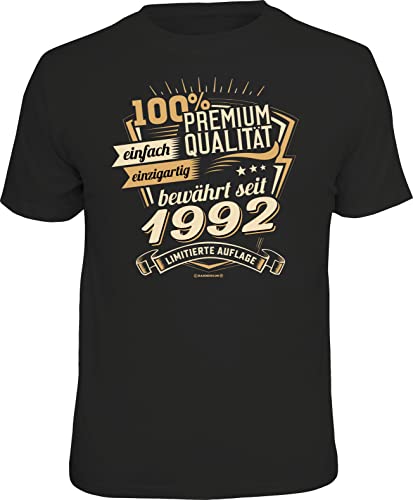 Herren Geburtstag T-Shirt 30 Jahre - 100 Prozent Premium Qualität seit 1992 - lustige Shirts 4 Heroes Geschenk-Set Bedruckt mit Urkunde