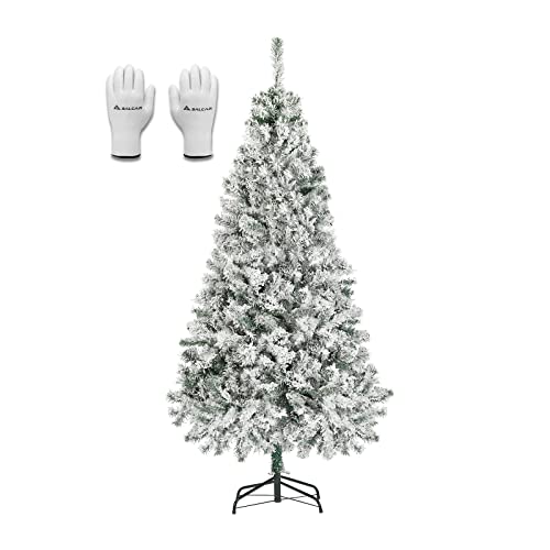 SALCAR Weihnachtsbaum Künstlich Weiss 120 cm, Künstlicher Tannenbaum Schnee mit Handschuhen und Metall Weihnachtsbäume Ständer, Schnellaufbau Klappsystem