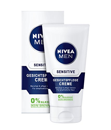 NIVEA Men, 6er Pack Gesichtspflege Creme für Männer, 6 x 75 ml Tube, Sensitive, 0% Alkohol