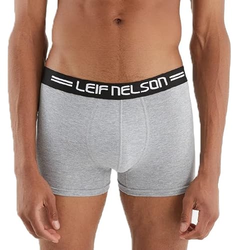 Leif Nelson Boxershorts Herren 10 Pack Boxer Shorts for Men Männer Unterhose mit hoher Baumwolle-Qualität Jungen Unterwäsche Grau L