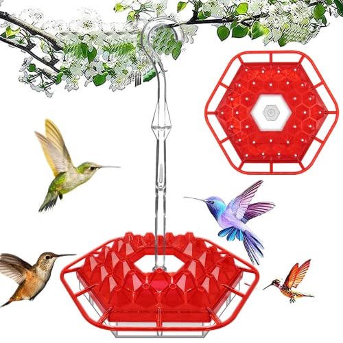 Vogelfutterspender, 2022 Kolibri-Futterspender für den Außenbereich, zum Aufhängen mit Ameisengrabsitzstange und 30 Futteranschlüssen, hängende Halterung für Vogelfutterstation für Hof, Garten, Dekoration (rot)