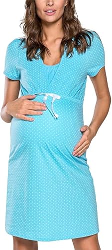 Italian Fashion IF Nachthemd Damen Geburt Stillnachthemd Mutterschaft Schwangerschaft Nachtwäsche Umstandsmode