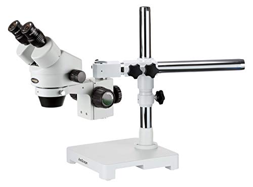 AmScope SM-3B Stereo-Zoom-Mikroskop mit Einarmigem Auslegerständer, 7X-45X, Weiß