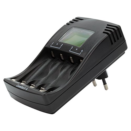 ANSMANN Comfort 4 Akku-Ladegerät für 2 oder 4 AAA/AA Akkus - automatischer Abschaltung und LCD-Anzeige - Praktisches Steckgerät für die Steckdose - Überladeschutz und Sicherheitstimer