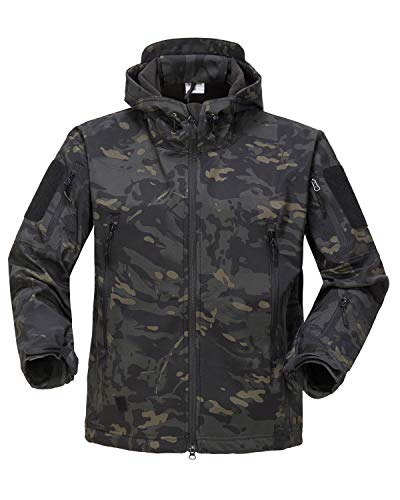 YFNT Herren Softshell-Jacke mit Fleece-Futter und Kapuze - - X-Groß