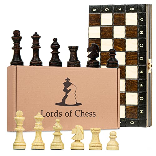 Schachspiel magnetisch Schach Schachbrett Holz 27x27 cm - Chess Board Set Reiseschach klappbar mit Schachfiguren