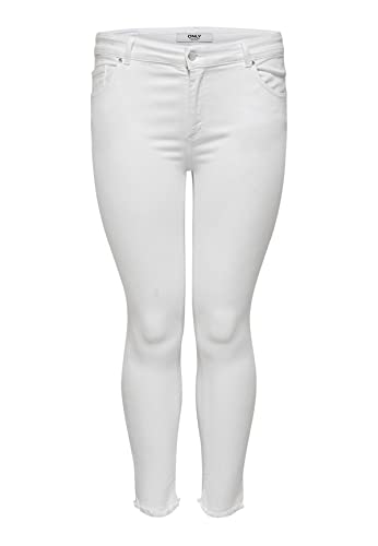 ONLY CARMAKOMA Damen Carwilly Life Reg Sk Ank White Jeans, Weiß, 42W / 32L EU