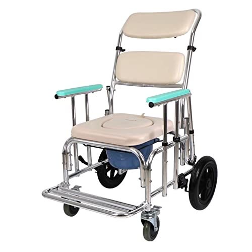 Patientenlift-Transfer-Mobilitätsstuhl, Rollstuhl mit Toilette, 16 Zoll Sitzbreite, Bett-zu-WC-Duschstuhl mit verstellbarer Rückenlehne für ältere Menschen mit Behinderung, 220 Pfund