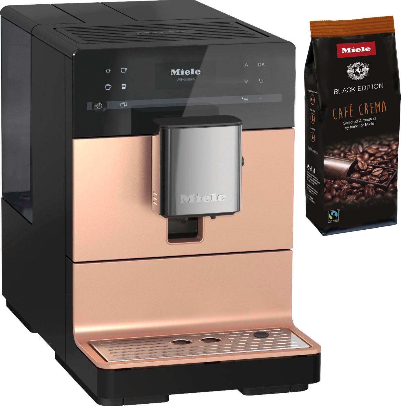 Miele CM 5510 Silence Kaffeevollautomat OneTouch for Two, autom. Spülprogramme, einfache Reinigung, entnehmbare Brüheinheit, Genießerprofile, Heißwasserauslauf, Roségold