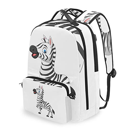 Rucksack mit abnehmbarer Kreuztasche, niedliches Cartoon-Zebrapferd, Computer-Rucksäcke, Büchertasche für Reisen, Wandern, Camping, Tagesrucksack, Muster, L