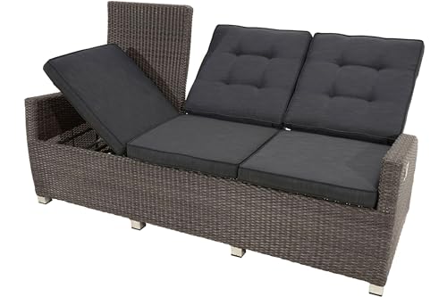 Ploß Monaco Comfort 3-Sitzer Sofa, Anthrazit-Grau, Polyrattan, 210x85x112cm, Inklusive Polster, Wetterfest