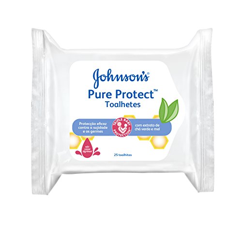 Johnson's Baby Pure & Protect Reinigungstücher, 12 Packungen mit 25 Tüchern