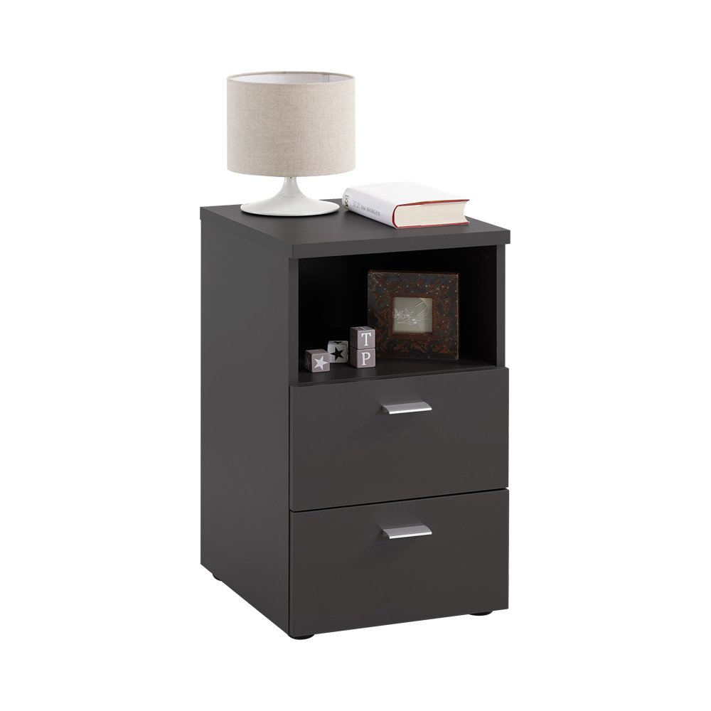 FMD Möbel, 652-001E Colima 1 Nachtkonsole in ausführung schwarz, melaminharz beschichtete spanplatte, maße 35.0 x 61,5 x 40.0 cm (BHT)