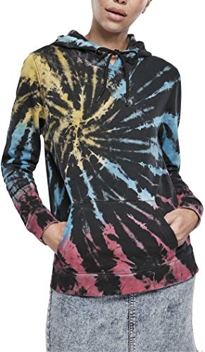 Urban Classics Womens Kapuzenpullover Ladies Tie Dye Hoody Hooded Sweatshirt, Black, S