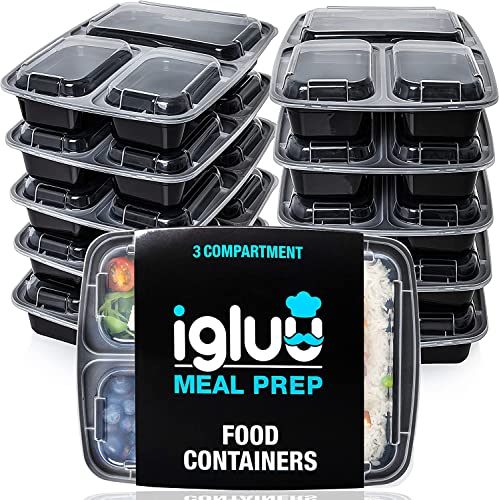 30 Stück BPA-freie wiederverwendbare Lebensmittelbehälter mit 3 Fächern – Kunststoff-Frischhaltedosen mit luftdichten Deckeln – Mikrowellen-, gefrier- und spülmaschinenfest – stapelbare Bento-Lunch-Boxen (32 oz)