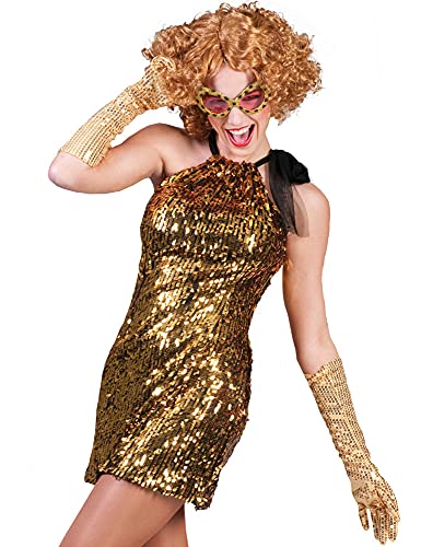 Das Kostümland Showgirl Kostüm Celia Gold - Pailletten Kleid für Damen - Gr. 40 42