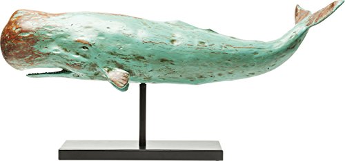 Kare Dekofigur Whale Base, 30349, große, moderne Tier-Dekoration, Wal aus Polyresin, schwarz-türkis (H/B/T) 38,5x77x17,5cm