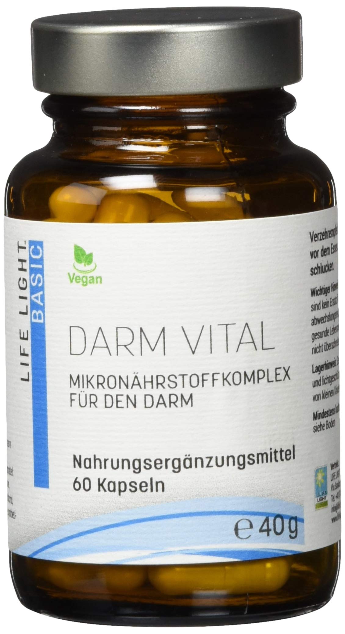 LIFE LIGHT Darm Vital (Wirkstoffkomplex mit den Vitaminen B6, C und Folsäure, 60 Kapseln)