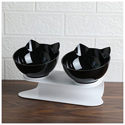Futternapf katze Katze Double Bowl Cat Bowl Dog Bowl Transparente rutschfeste Lebensmittelschüssel mit erhöhtem Hundeförderer zum Schutz der Zervix-Wirbelsäule-Haustiervorräte Geneigter futternapf kat