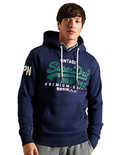 Superdry Herren Vintage Logo Hoodie aus Bio-Baumwolle Mitternachtsblau Gesprenkelt XXL