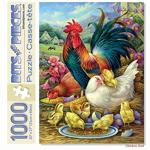 Bits and Pieces - 1000-teiliges Puzzle für Erwachsene 50,8 x 68,6 cm – Hühnerhof – 1000 Teile Bauernhoffütterung Hühner und Hahn Küken Puzzle vom Künstler Oleg Gavrilov