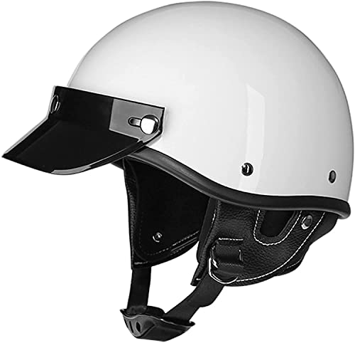 Vintage Motorradhelm Brain-Cap · Halbschale Jet-Helm Motorrad-Helm Roller-Helm ECE-Zertifizierung for Männer Und Frauen Chopper Mofa-Helm Scooter-Helm (Color : D, Größe : M=57~58cm)