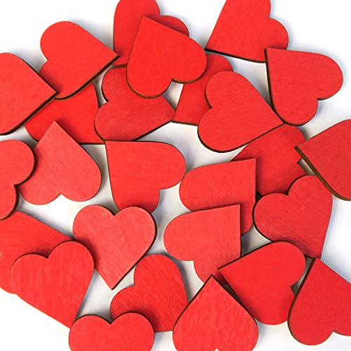 Rote Holz Herzen - im Set - Deko Zuschnitte Größenauswahl, Größe:Herzen 3cm, Pack mit:100 Stück