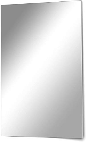 Kristallspiegel / Wandspiegel / Badspiegel Rahmenlos ohne Facette Mirror Made in Germany incl. Befestigungsmaterial (50 x 40)