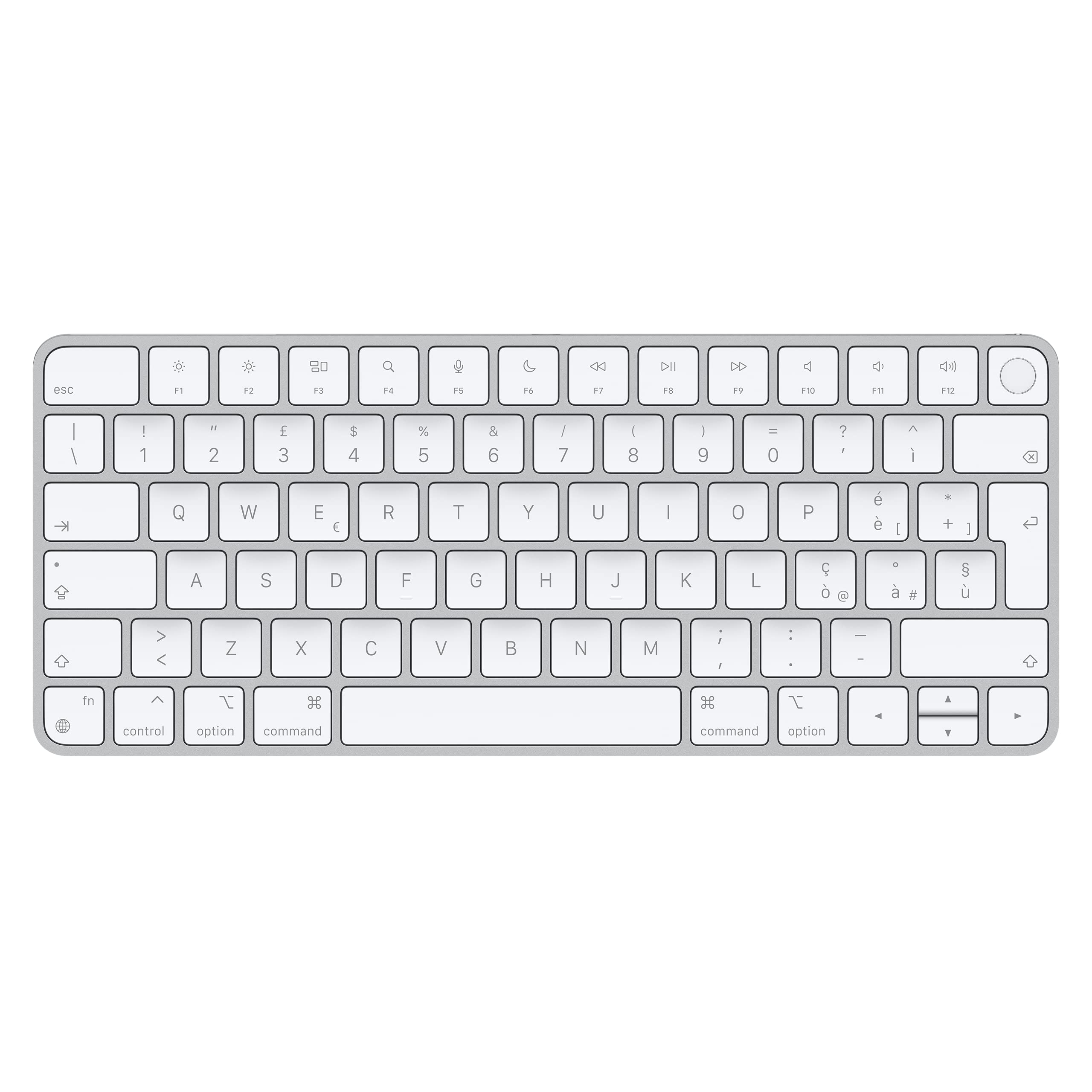 Apple Magic Keyboard mit Touch ID: Bluetooth, wiederaufladbar. Kompatibel mit Mac Computern Chip; Italienisch, Weiße Tasten