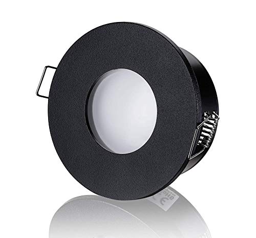 lambado® LED Spots Flach für Badezimmer IP65 in Schwarz - Moderne Deckenstrahler/Einbaustrahler für Außen inkl. 230V 5W Strahler neutralweiß dimmbar - Hell & Sparsam