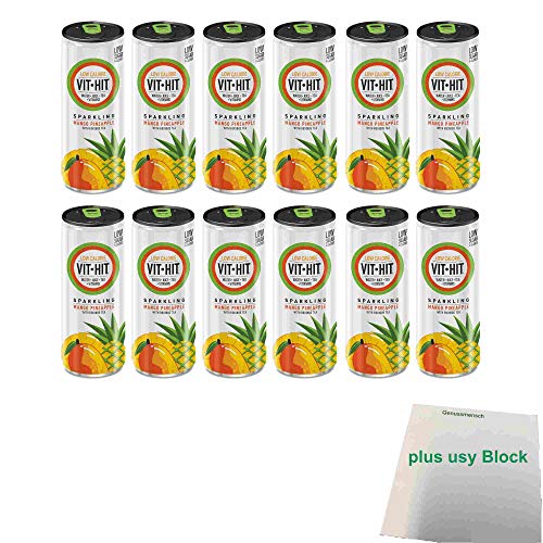 Vit Hit Eistee Sparkling Mango Ananas (12x330ml Dose) + usy Block