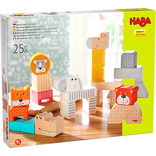 HABA – Spielzeug aus Holz – Bausteine – Die Parade der Tiere – 18 Monate und mehr – 306287