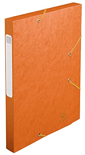 Exacompta 18517H Packung (mit 25 Archivboxen Cartobox, 24 x 32 cm, 25 mm Rücken, mit Gummizug, mit Rückenetikett) orange, 25 Stück