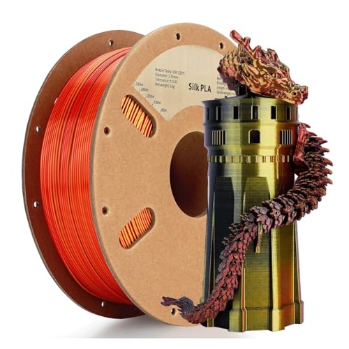 WDZHI Förderung dreifarbige Coextrusionsseide PLA-Serie 1,75 mm 1 kg for 3D-Druck FDM-Drucker Schneller kostenloser Versand Neuankömmling (Color : Red Gold Black)