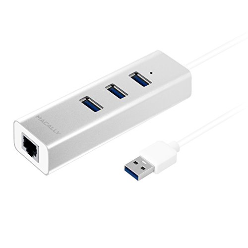 Macally U3HUBGBA Aluminium 3 Port USB 3.0 Hub mit Gigabit Ethernet Adapter