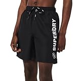 Superdry Mens Code APPLQUE 19INCH W2-Swim Shorts, Black, Small