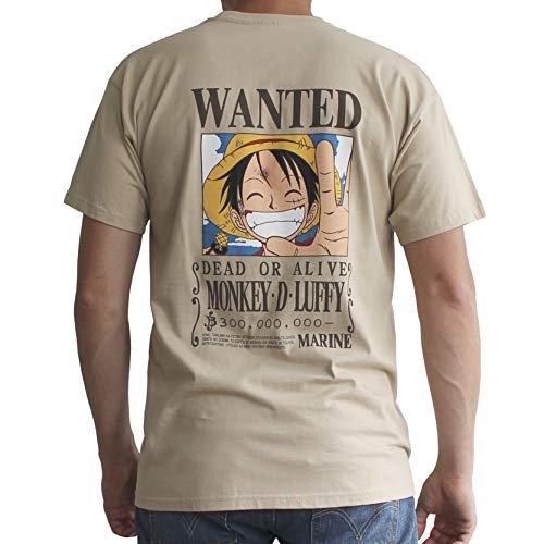 ABYstyle – One Piece – T-Shirt – Wanted Luffy – Herren – Sand (S)