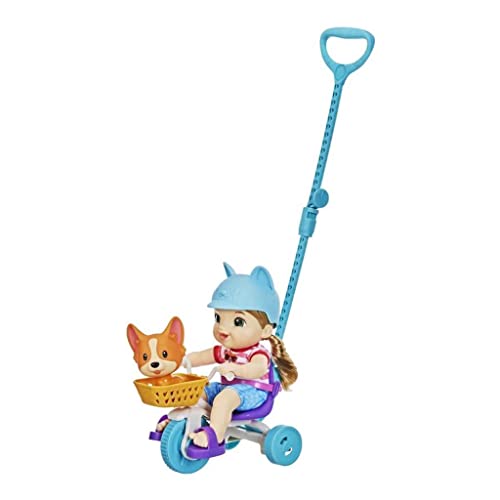Baby Alive Littles, Dreirad mit Hündchen, Puppen-Dreirad mit Schiebestange, Little Jade Puppe, Tierchen, Spielzeug für Kinder ab 3 Jahren