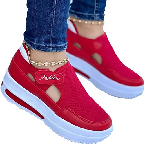 NAUXIU 2022 Spring Sneakers Women Casual Breathable Sport Shoes,Sportschuhe Damen Mesh Stricken Sommer Sneaker,Fly Woven Breathable Velcro Casual Mesh Shoes,Atmungsaktiv Turnschuhe