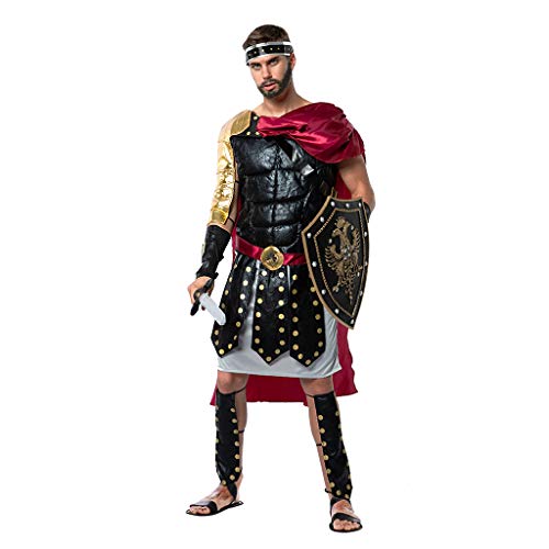 EraSpooky Herren Römisches Gladiator Kostüm mit Umhang Faschingskostüme Cosplay Halloween Party Karneval Fastnacht Kleid für Erwachsene